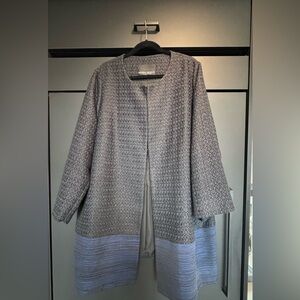 Marina Rinaldi Black Coat with Blue Hem Detail